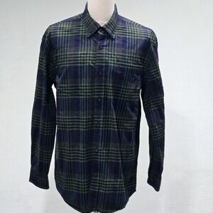 Orvis Shirt Long Sleeve Mens Button Down Green Blue Plaid Size‎ Large Cotton
